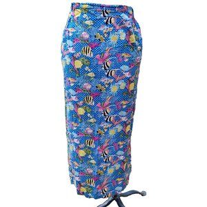Vintage 80s Tropical Fish Skirt by TABI 36/38" Waist Plus Size 20 Rayon